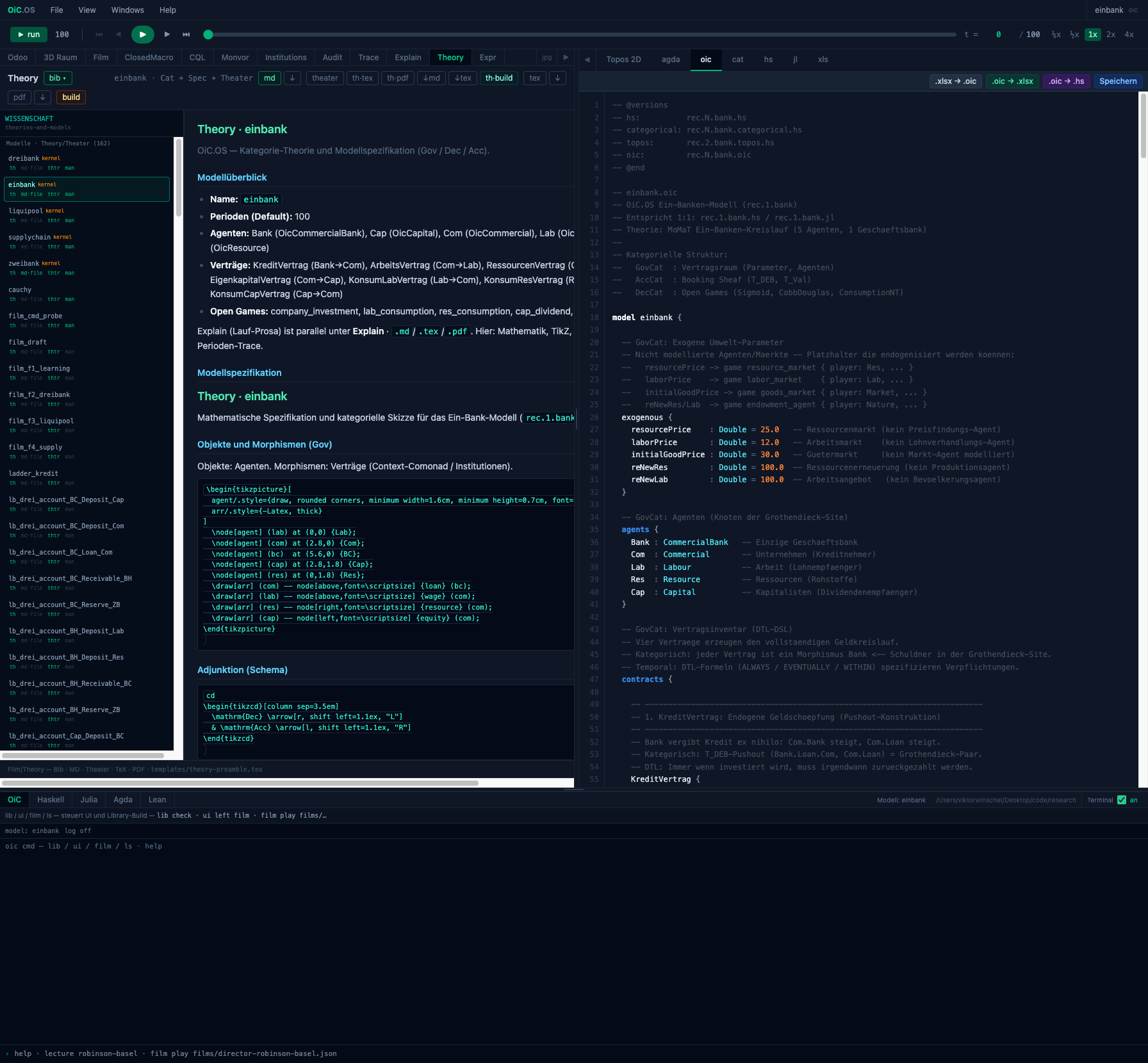 OiC.OS — Theory pane and OiC source